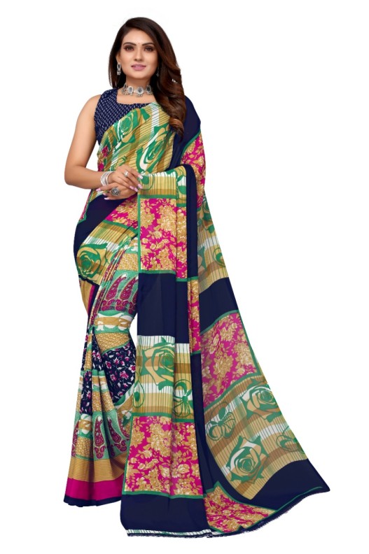 Fancy Georgette Printed Saree With blouse
